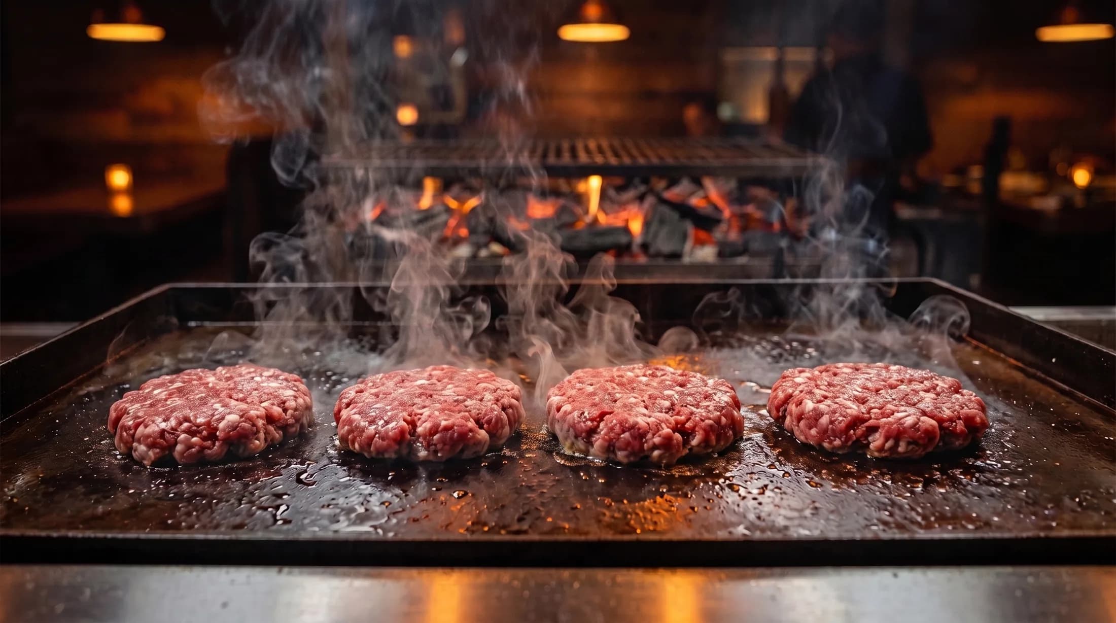 Cuatro carnes crudas sobre la parrilla de Bravos